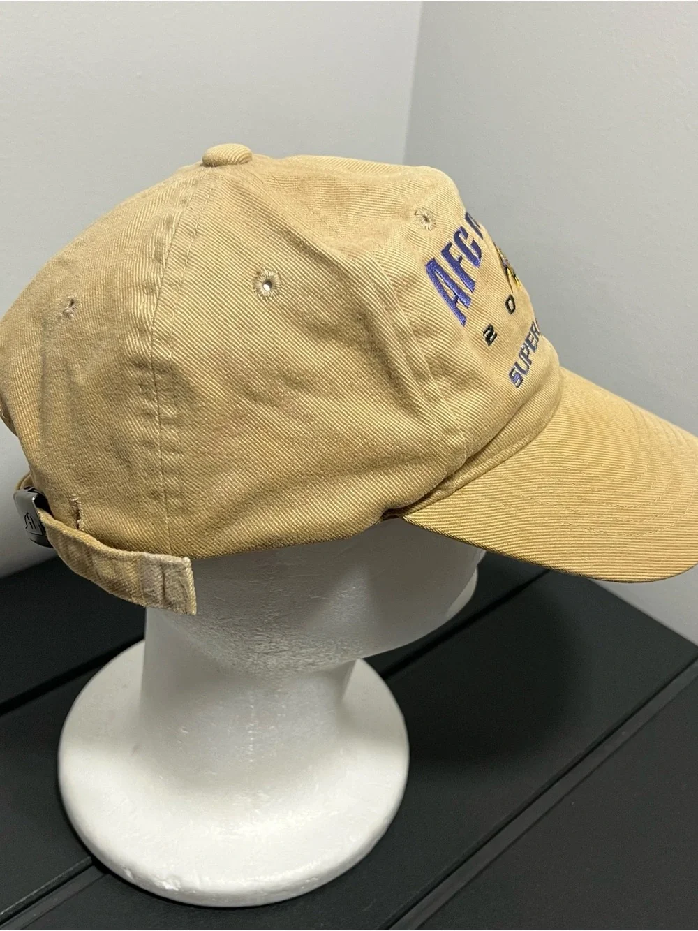 Vintage NFL Baltimore Ravens Super Bowl XXXV 35 AFC Champions Tan Hat Adult OSFA